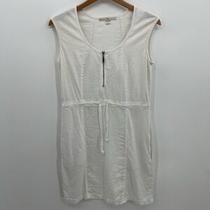 Boston Proper White 100% Linen Mini Dress